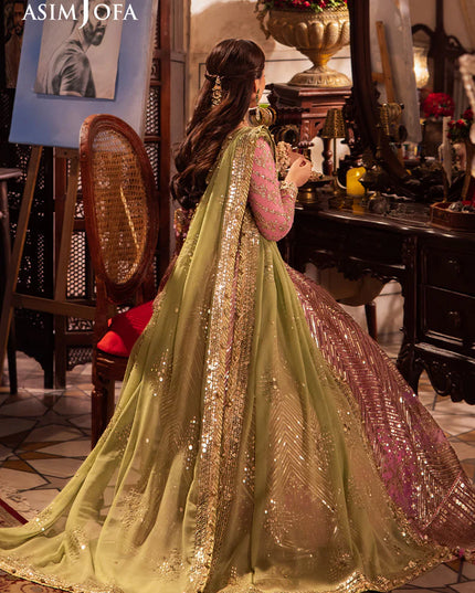 Asim Jofa | Pink Embroidered Embellished Chiffon Gown