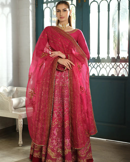Pink Roz Rizwna Saira Rizwan | Fuschia Pink Silk Embellished Lehenga – Noorjahan ...