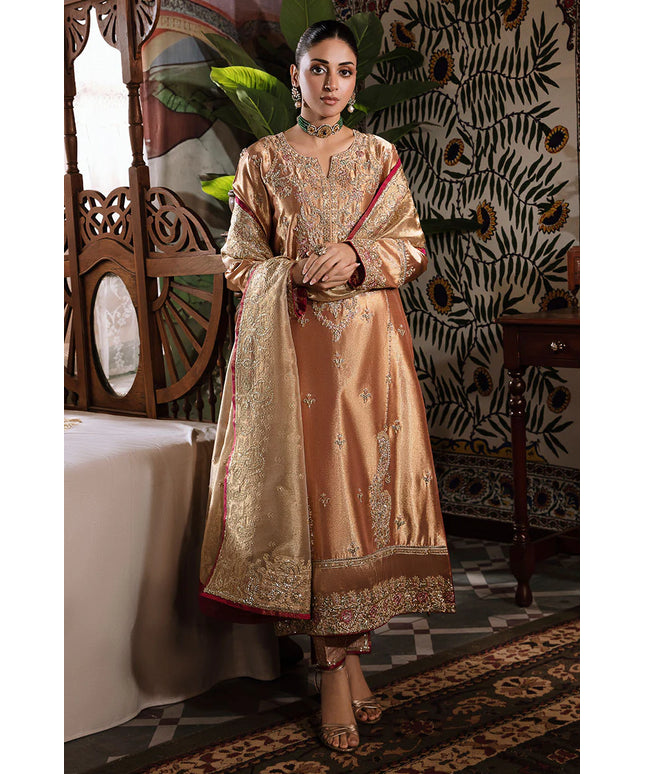Mushq | Red Festive Embellished Silk Suit