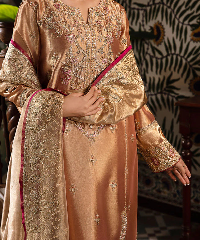 Mushq | Red Festive Embellished Silk Suit