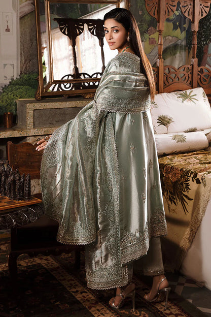 Mushq | Sea Green Festive Embellished Silk Suit