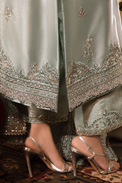 Mushq | Sea Green Festive Embellished Silk Suit