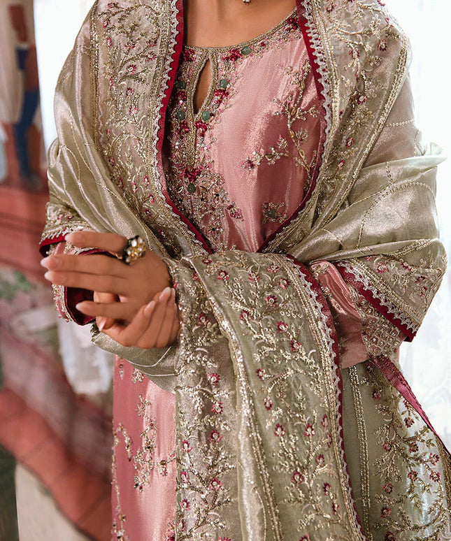 Mushq | Pink Festive Embellished Silk Suit