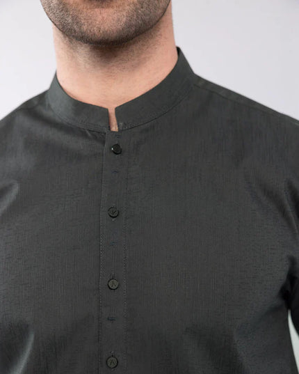 2 Piece | Dark Grey Cotton Jacquard Kurta Shalwar