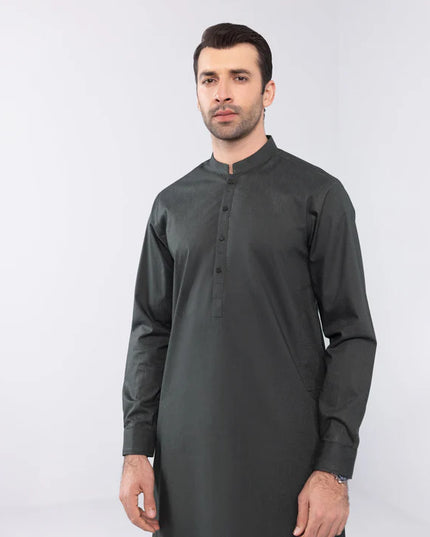 2 Piece | Dark Grey Cotton Jacquard Kurta Shalwar