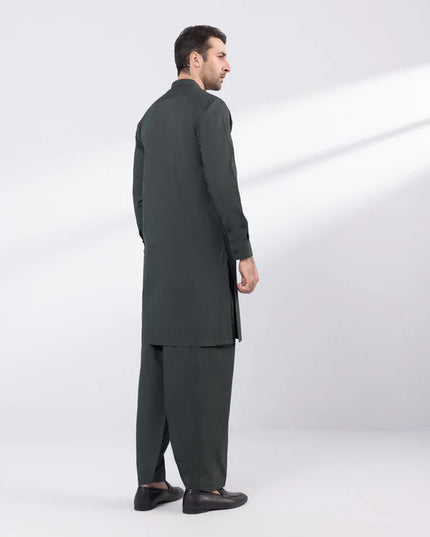 2 Piece | Dark Grey Cotton Jacquard Kurta Shalwar