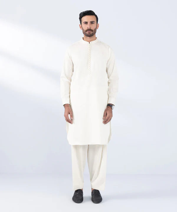 2 Piece | Embroidered Cotton Dobby Kurta Shalwar