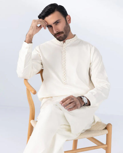 2 Piece | Embroidered Cotton Dobby Kurta Shalwar