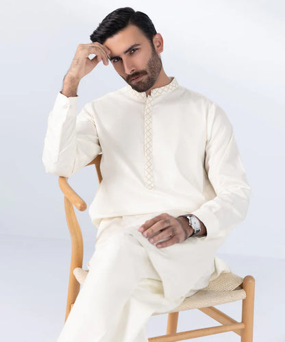 2 Piece | Embroidered Cotton Dobby Kurta Shalwar