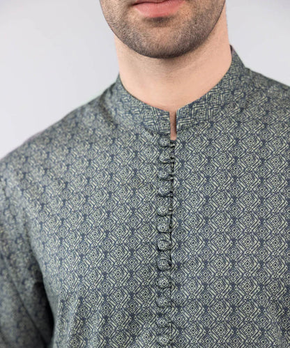 1 Piece | Blue Printed Cotton Kurta