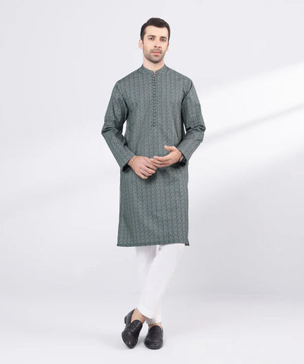 1 Piece | Blue Printed Cotton Kurta