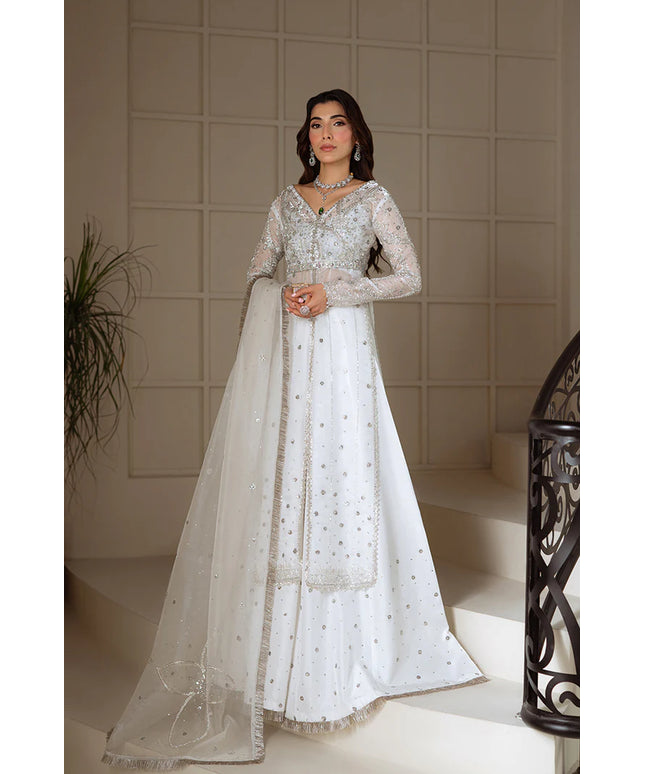 Mumtaz | White Organza Silk Embellished Sharara