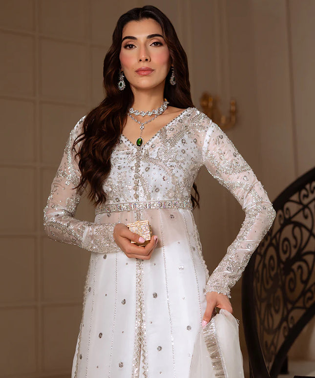 Mumtaz | White Organza Silk Embellished Sharara