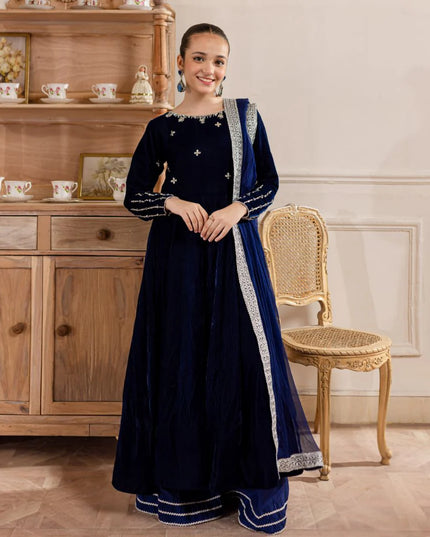 Maha | Girls Royal Blue Velvet Dress