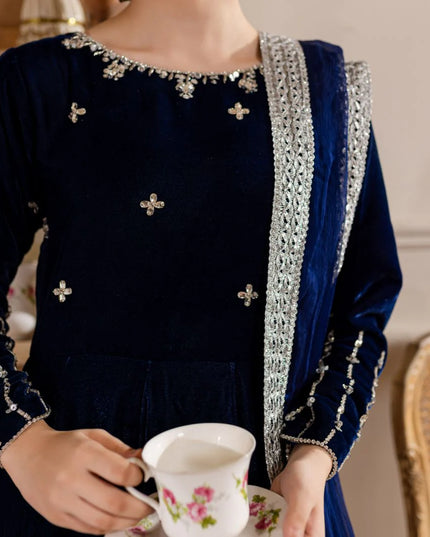 Maha | Girls Royal Blue Velvet Dress