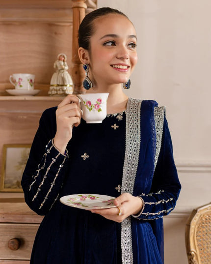 Maha | Girls Royal Blue Velvet Dress