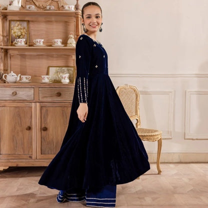 Maha | Girls Royal Blue Velvet Dress