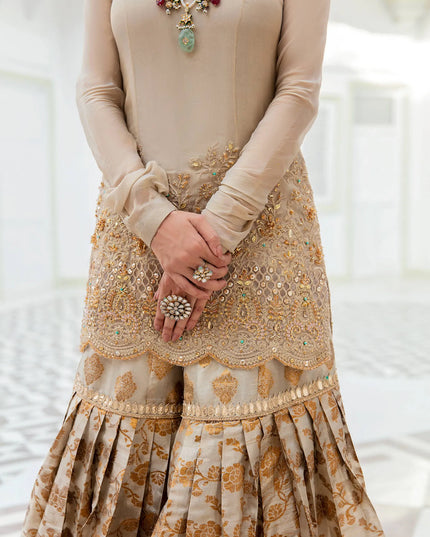 Majestic Opulence | Gold Hand Embellished Gharara