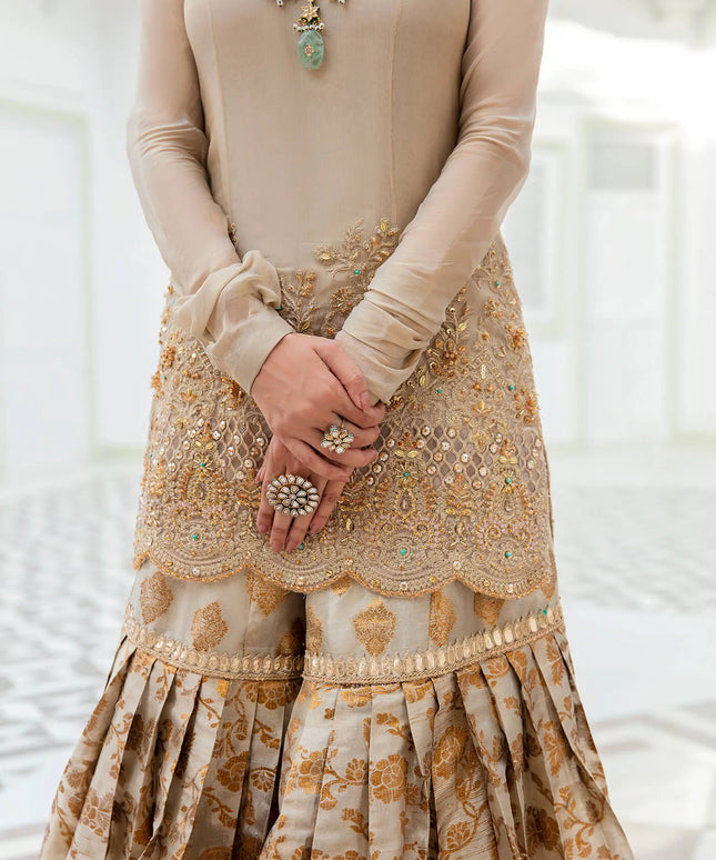 Majestic Opulence | Gold Hand Embellished Gharara