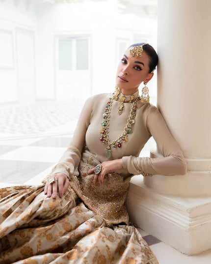 Majestic Opulence | Gold Hand Embellished Gharara