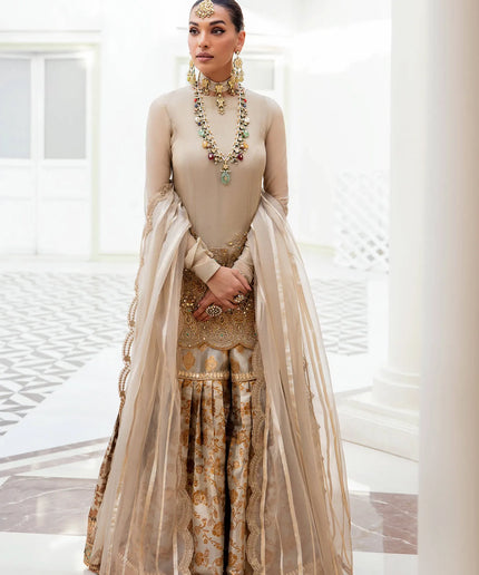 Majestic Opulence | Gold Hand Embellished Gharara