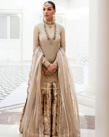 Majestic Opulence | Gold Hand Embellished Gharara