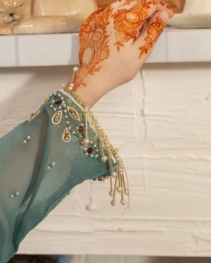 Maya | Girls Dark Ferozi Chiffon Gharara