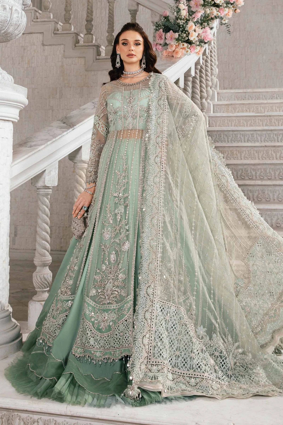 Maria B | Mbroidered Organza Embellished Lehenga Dress