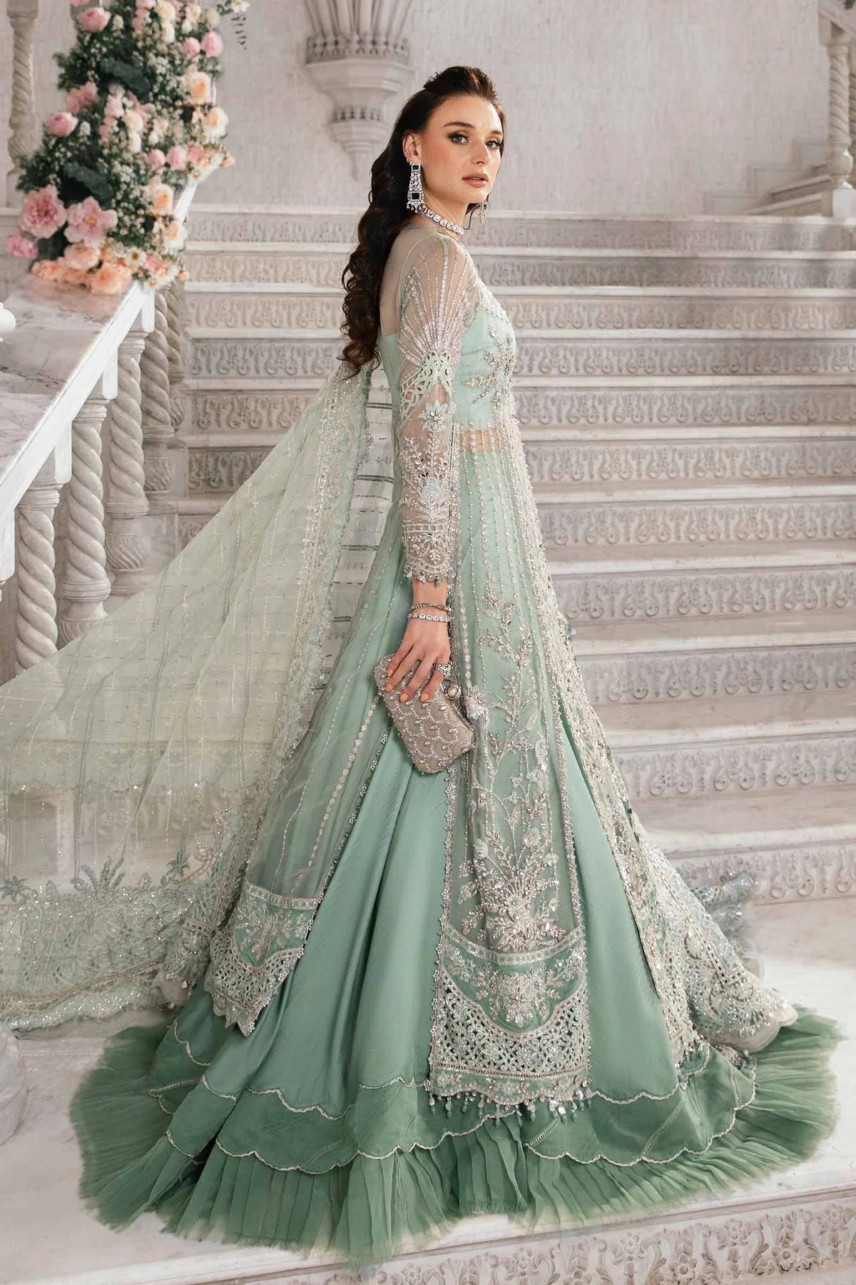 Maria B | Mbroidered Organza Embellished Lehenga Dress