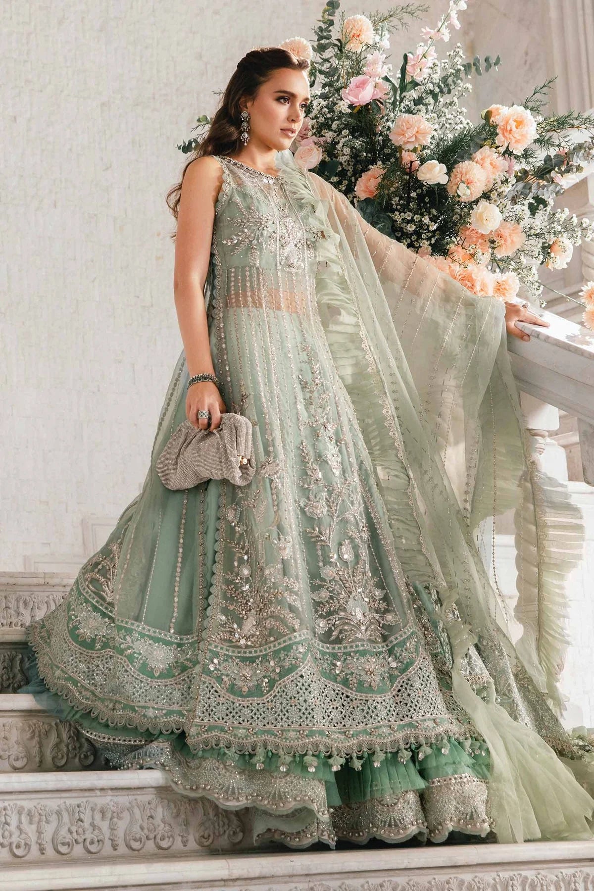 Maria B | Mbroidered Organza Embellished Lehenga Dress