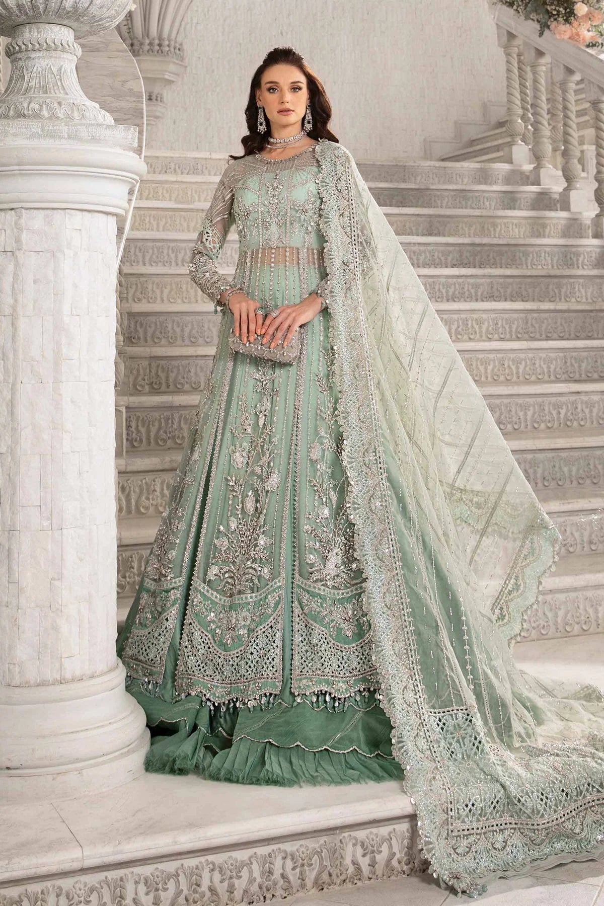 Maria B | Mbroidered Organza Embellished Lehenga Dress