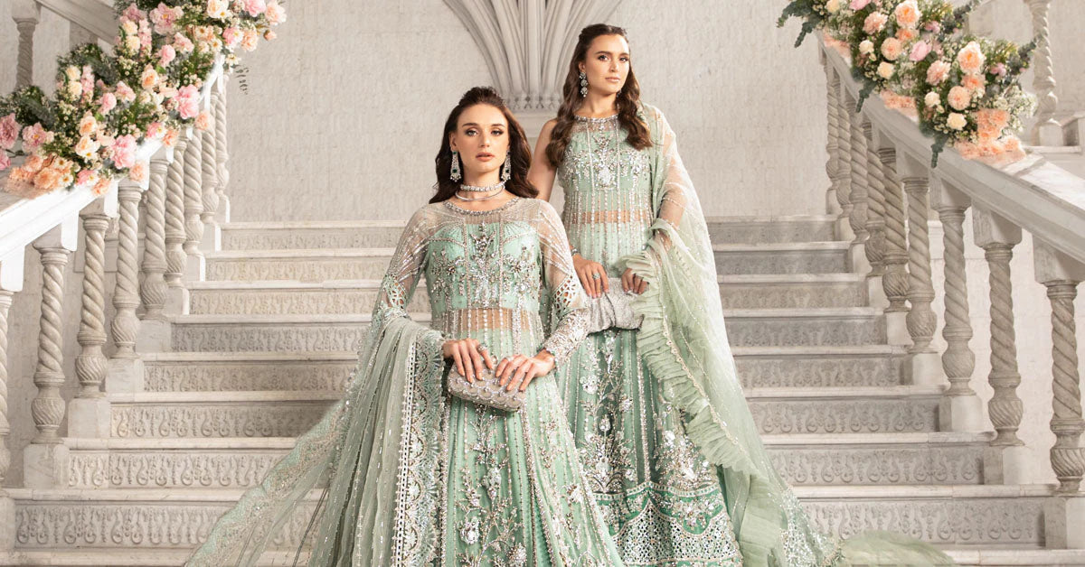 Maria B | Mbroidered Organza Embellished Lehenga Dress