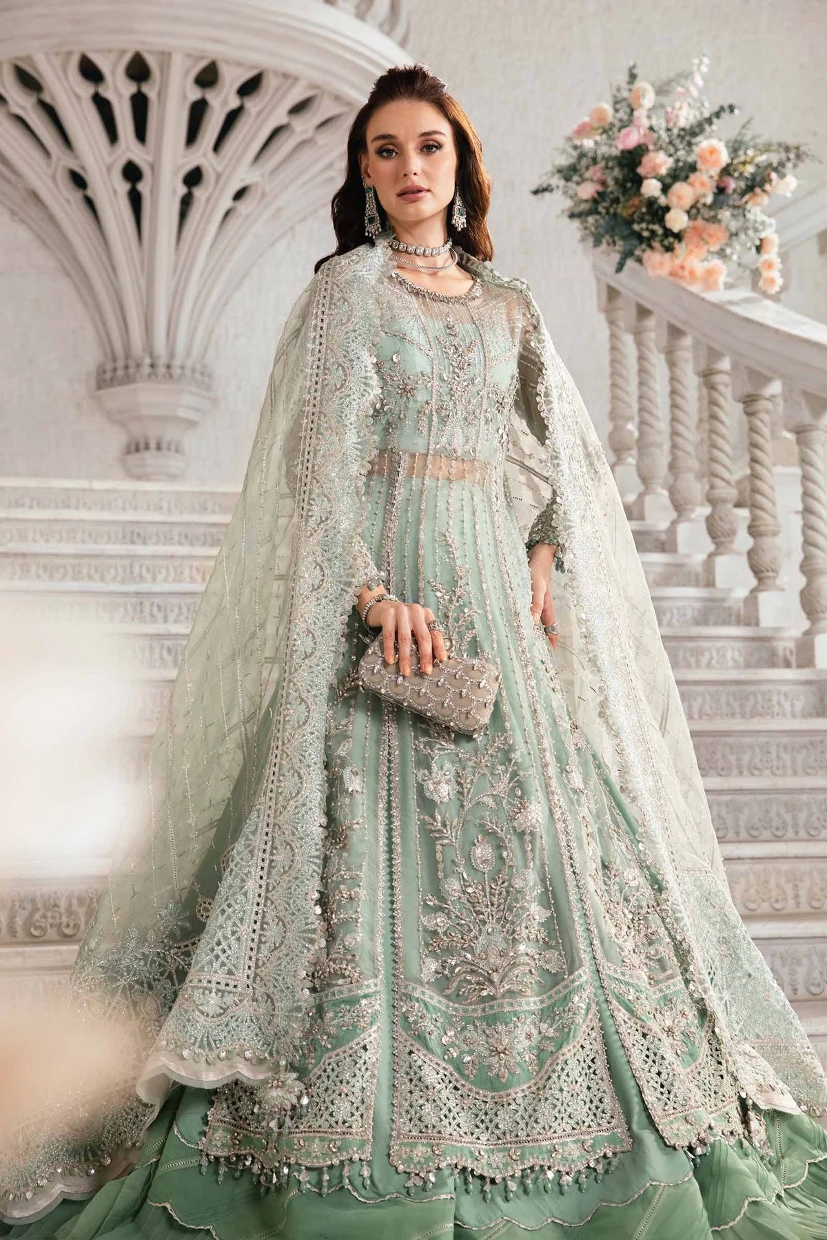 Maria B | Mbroidered Organza Embellished Lehenga Dress