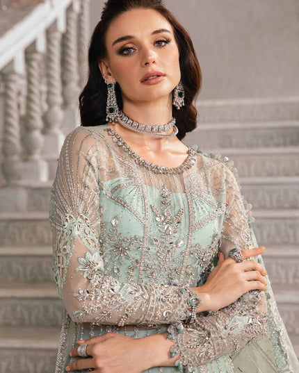 Maria B | Mbroidered Organza Embellished Lehenga Dress