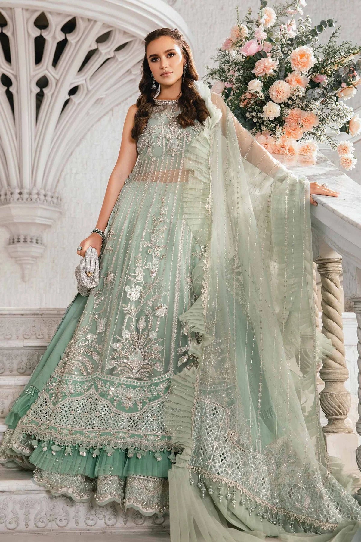 Maria B | Mbroidered Organza Embellished Lehenga Dress