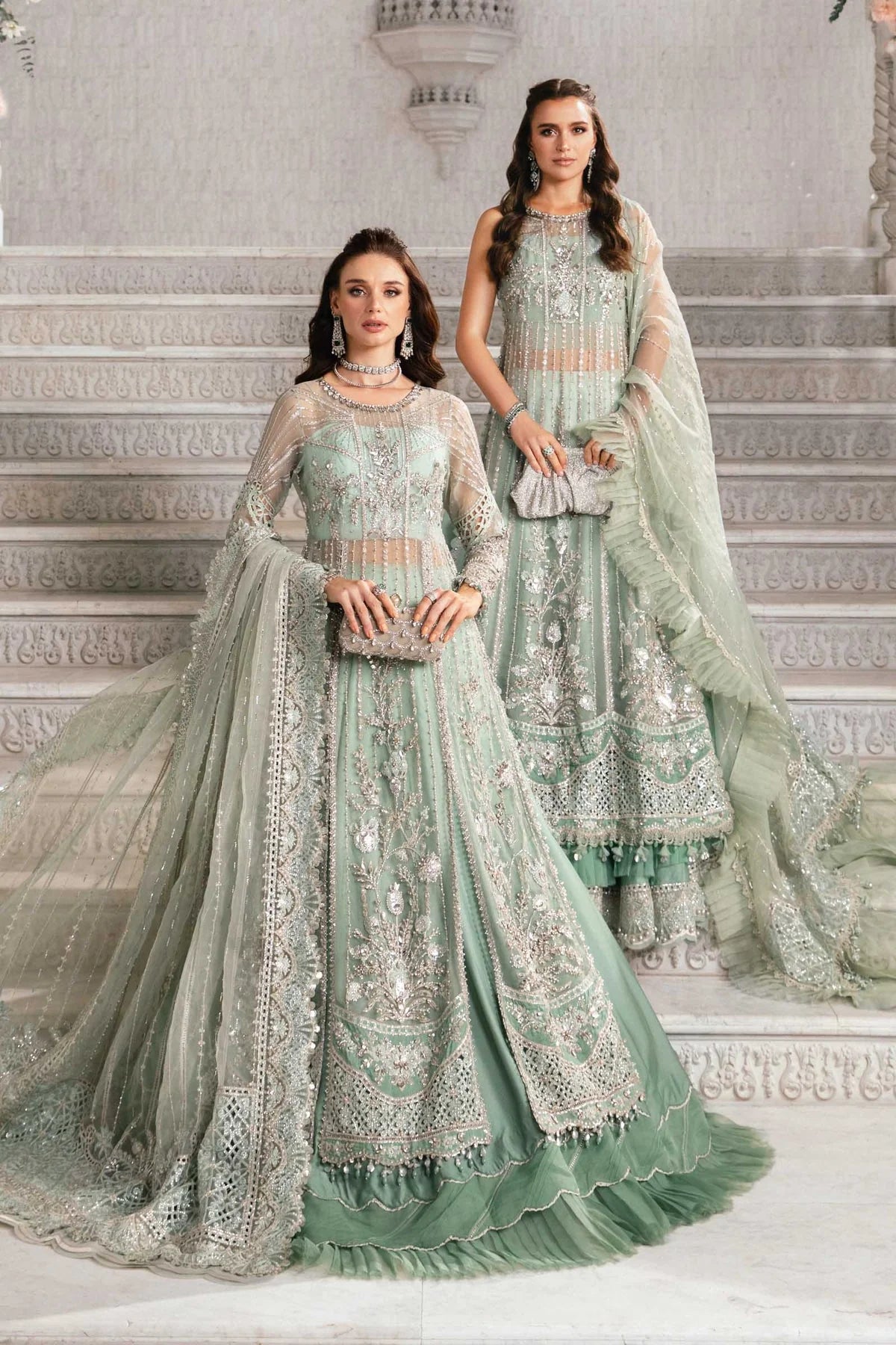 Maria B | Mbroidered Organza Embellished Lehenga Dress