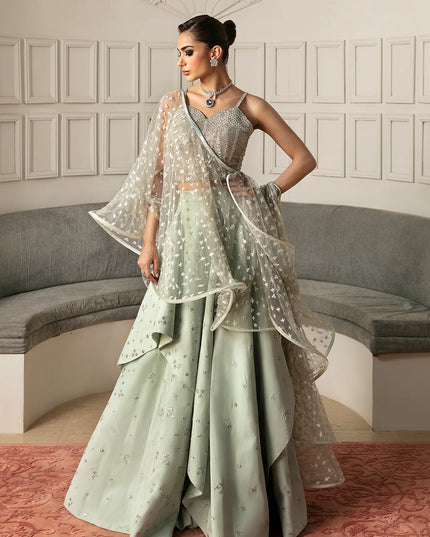 Meeka | Mint Green Embellished Lehenga Choli