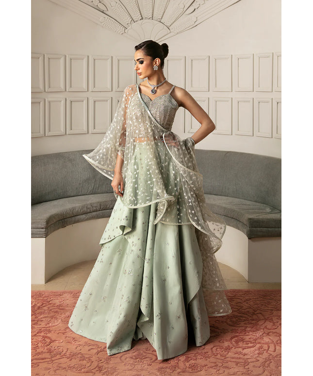 Meeka | Mint Green Embellished Lehenga Choli