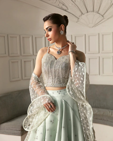 Meeka | Mint Green Embellished Lehenga Choli