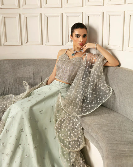 Meeka | Mint Green Embellished Lehenga Choli