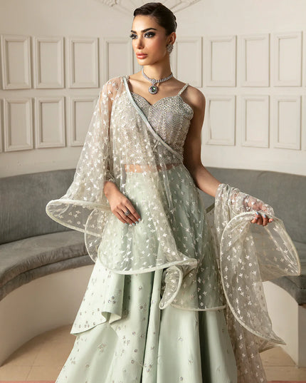 Meeka | Mint Green Embellished Lehenga Choli