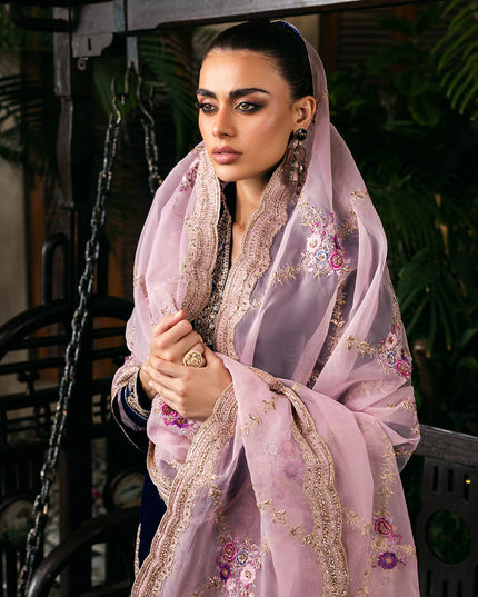 Meher | Blue Velvet Embroidered Suit