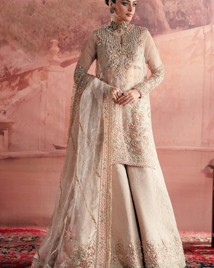 Meher | Peach Net Hand Embellished Embroidered Sharara