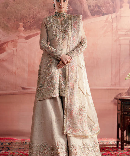 Meher | Peach Net Hand Embellished Embroidered Sharara