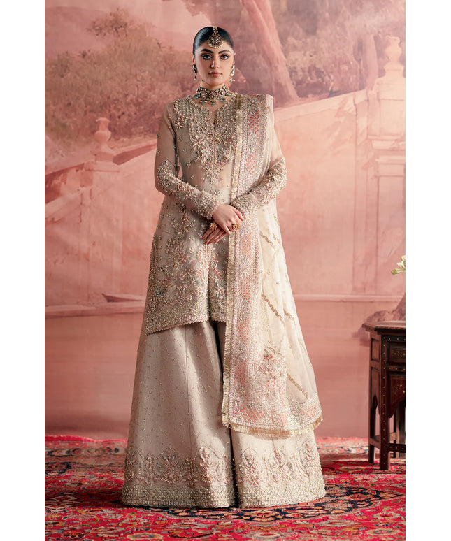 Meher | Peach Net Hand Embellished Embroidered Sharara