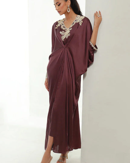Mulberry | Plum Embellished Kaftan