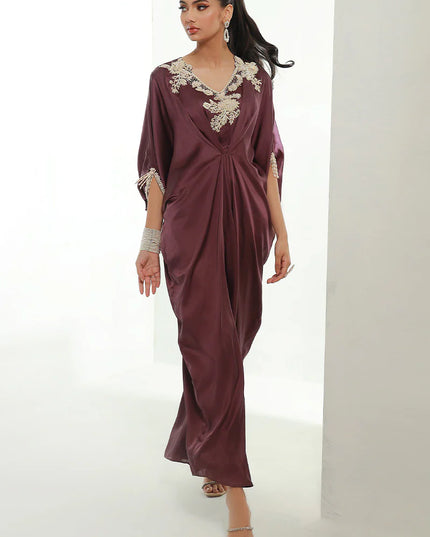 Mulberry | Plum Embellished Kaftan