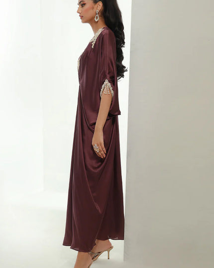 Mulberry | Plum Embellished Kaftan