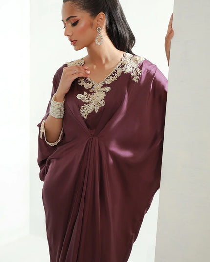Mulberry | Plum Embellished Kaftan