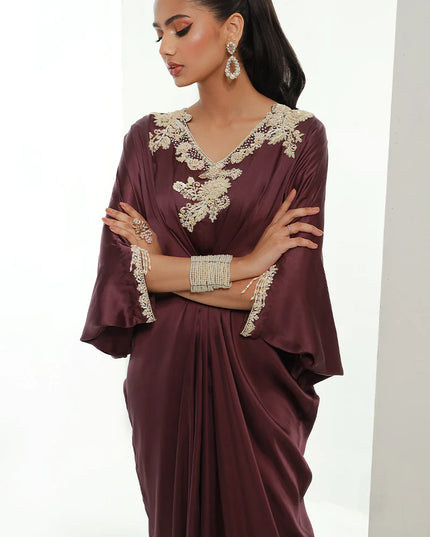 Mulberry | Plum Embellished Kaftan